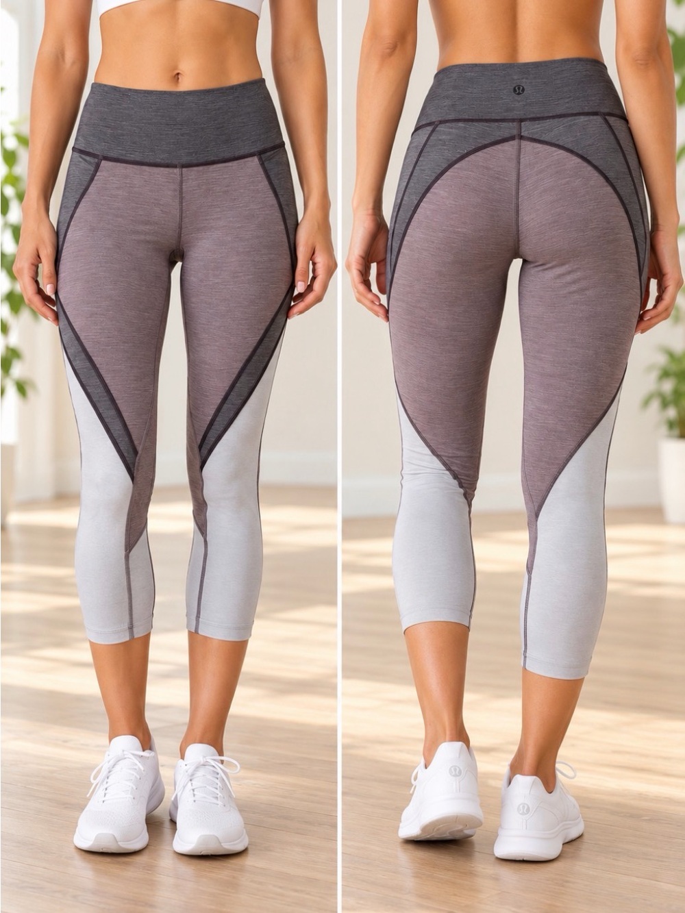 Lululemon Early Extension High Rise Crop Leggings Size 8 Heathered Mauve Gray